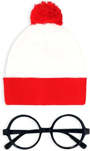 2PCS Red and White Striped Halloween Hats with Glasses – Cosplay Costume Accessories for Men & Women, Perfect for Halloween Parties & Outfits in Saudi Arabia