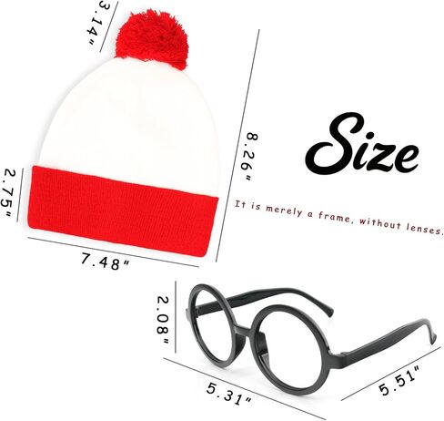 2PCS Red and White Striped Halloween Hats with Glasses – Cosplay Costume Accessories for Men & Women, Perfect for Halloween Parties & Outfits in Saudi Arabia