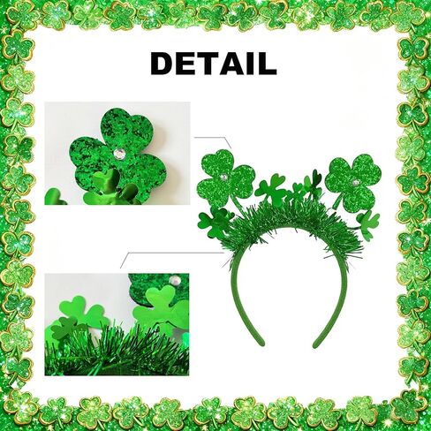 4 Piece St. Patrick's Day Accessories Set Shamrock Headband and Green Heart Shape Glasses for Men and Women in Saudi Arabia