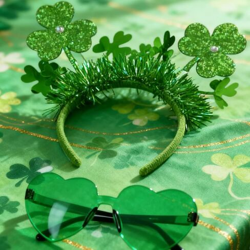 4 Piece St. Patrick's Day Accessories Set Shamrock Headband and Green Heart Shape Glasses for Men and Women in Saudi Arabia