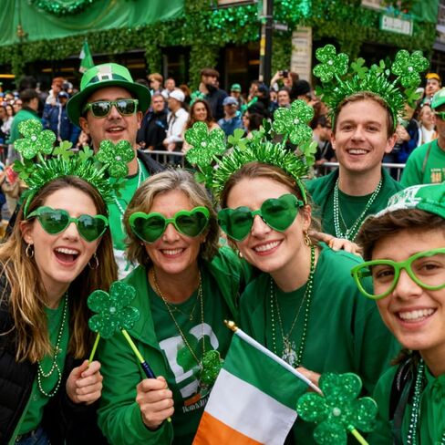 4 Piece St. Patrick's Day Accessories Set Shamrock Headband and Green Heart Shape Glasses for Men and Women in Saudi Arabia