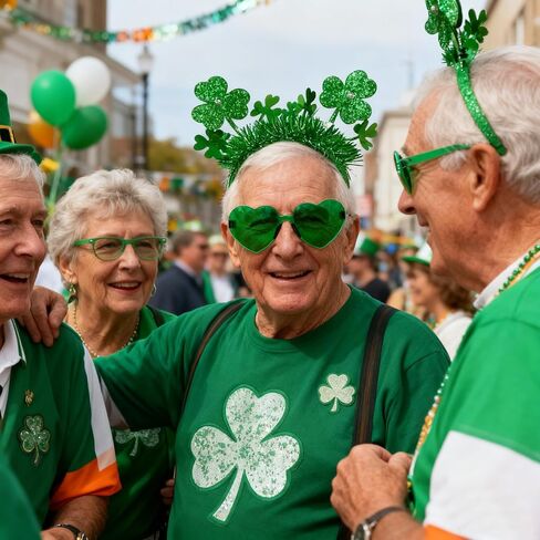 4 Piece St. Patrick's Day Accessories Set Shamrock Headband and Green Heart Shape Glasses for Men and Women in Saudi Arabia