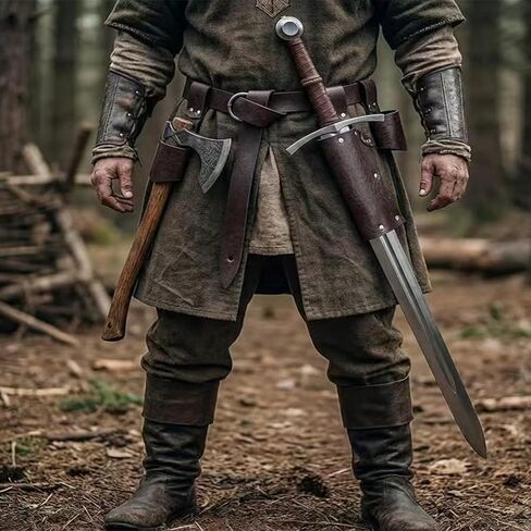 إكسسوارات تنكرية لحزام القرون الوسطى تنورة عصر النهضة للتنزه سيرًا على الأقدام وحزام الفايكنج وحزام السيف والضفدع وحافظة الهالوين التأثيرية in Kuwait