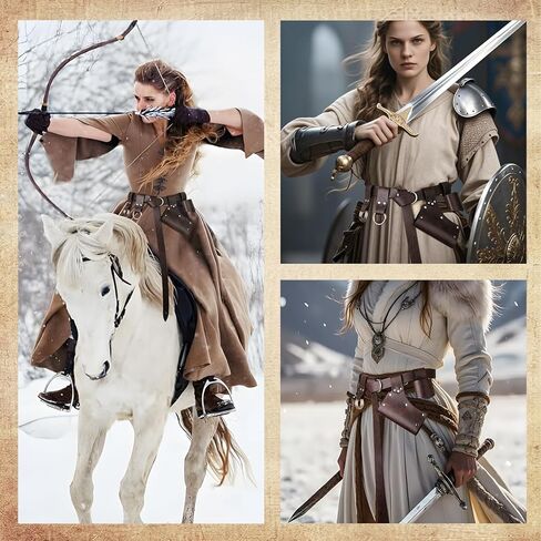 إكسسوارات تنكرية لحزام القرون الوسطى تنورة عصر النهضة للتنزه سيرًا على الأقدام وحزام الفايكنج وحزام السيف والضفدع وحافظة الهالوين التأثيرية in Kuwait