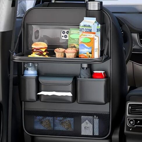 Car Backseat Organizer with Tray – Back of Car Seat Organizer & Storage, Multifunction Seat Back Organizer Storage Bags for Tablet, Snacks, Drinks, Tissues... | Waterproof, Universal Fit | 1 Pack in Saudi Arabia