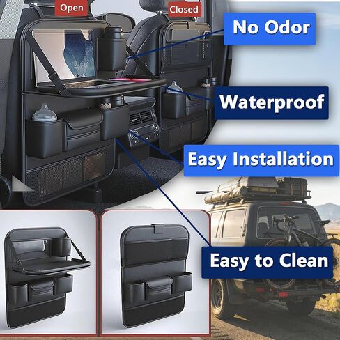 Car Backseat Organizer with Tray – Back of Car Seat Organizer & Storage, Multifunction Seat Back Organizer Storage Bags for Tablet, Snacks, Drinks, Tissues... | Waterproof, Universal Fit | 1 Pack in Saudi Arabia