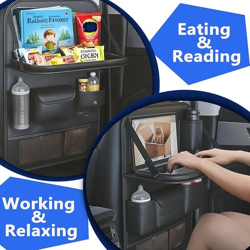 Car Backseat Organizer with Tray – Back of Car Seat Organizer & Storage, Multifunction Seat Back Organizer Storage Bags for Tablet, Snacks, Drinks, Tissues... | Waterproof, Universal Fit | 1 Pack in Saudi Arabia