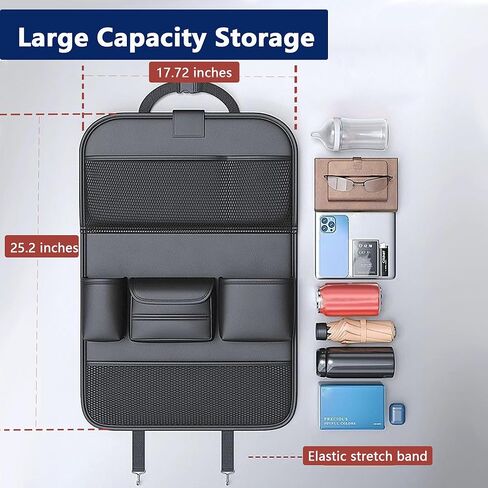 Car Backseat Organizer with Tray – Back of Car Seat Organizer & Storage, Multifunction Seat Back Organizer Storage Bags for Tablet, Snacks, Drinks, Tissues... | Waterproof, Universal Fit | 1 Pack in Saudi Arabia
