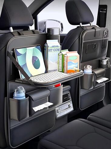 Car Backseat Organizer with Tray – Back of Car Seat Organizer & Storage, Multifunction Seat Back Organizer Storage Bags for Tablet, Snacks, Drinks, Tissues... | Waterproof, Universal Fit | 1 Pack in Saudi Arabia