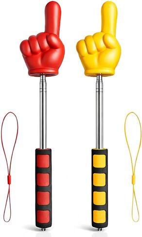 قطعتان من عصا مؤشر المعلم التليسكوبية - مؤشر إصبع قابل للتمديد للفصل الدراسي والعروض التقديمية - مؤشر يد ممتع للمدرسة الابتدائية والمعلمين (الأحمر والأصفر) in Kuwait