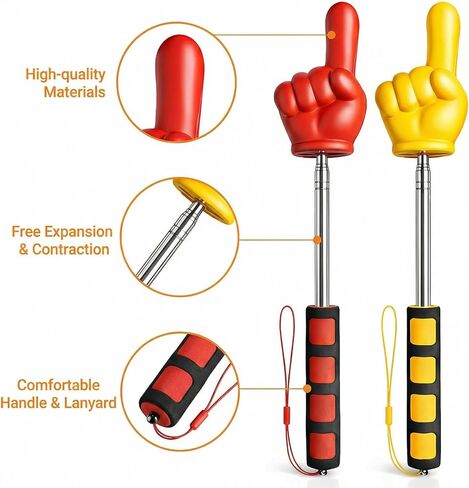 قطعتان من عصا مؤشر المعلم التليسكوبية - مؤشر إصبع قابل للتمديد للفصل الدراسي والعروض التقديمية - مؤشر يد ممتع للمدرسة الابتدائية والمعلمين (الأحمر والأصفر) in Kuwait