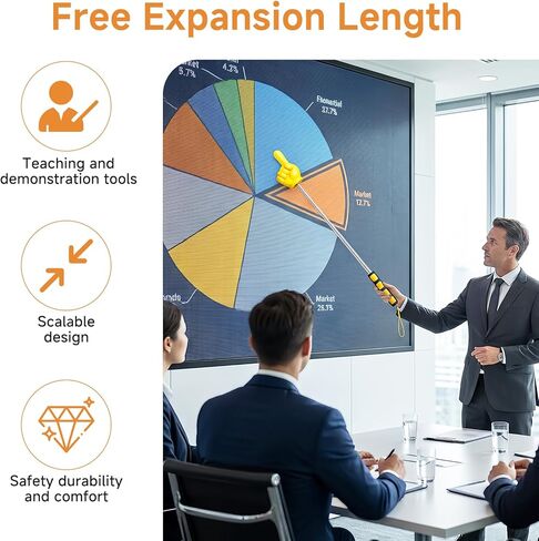 قطعتان من عصا مؤشر المعلم التليسكوبية - مؤشر إصبع قابل للتمديد للفصل الدراسي والعروض التقديمية - مؤشر يد ممتع للمدرسة الابتدائية والمعلمين (الأحمر والأصفر) in Kuwait