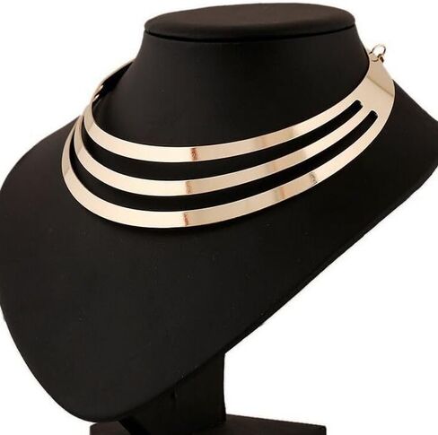Gold Choker Necklaces for Women Exaggerated Ethnic Big Statement Necklaces African Tribe Wide Metal Choker Jewelry in Kuwait
