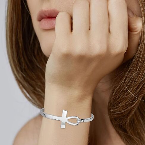 سوار WithLoveSilver من الفضة الإسترليني عيار 925 عنخ كروس مفتاح الحياة in Saudi Arabia