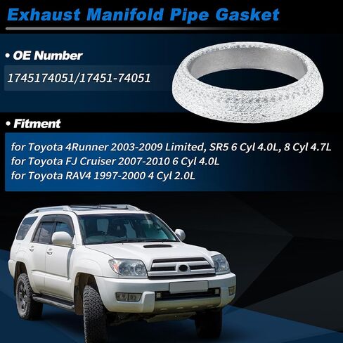 Exhaust Pipe Gasket for Toyota 4Runner 2003-2009 No.17451-74051 Manifold Donut Gasket Muffler Ring for Toyota FJ Cruiser 2007-2010 for Toyota RAV4 97-00 in Saudi Arabia