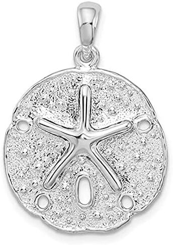 925 Sterling Silver Nautical Sea Shell Charm, Polished and Textured Sand Dollar Pendant in Saudi Arabia