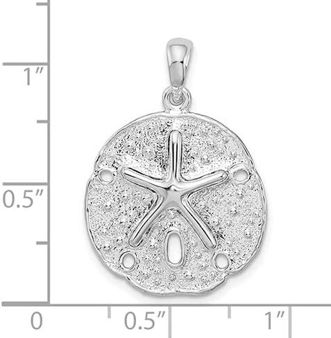 925 Sterling Silver Nautical Sea Shell Charm, Polished and Textured Sand Dollar Pendant in Saudi Arabia