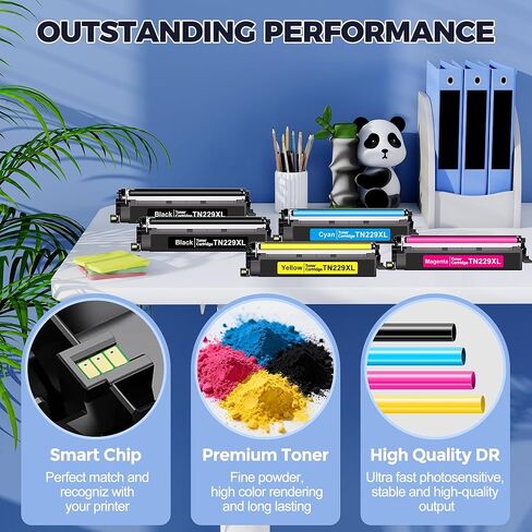 TN229XL Toner Cartridges 5 Pack (12900 Pages) Compatible with HL-L3280CDW MFC-L3780CDW for Brother TN229XL TN229 Toner Work with HL-L3220CDW L3295CDW L3300CDW L8245CDW MFC-L3720CDW L3765CDW L8395CDW in Kuwait