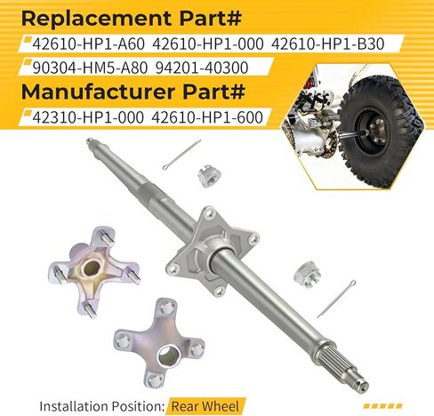 M MATI Rear Wheel Axle Shaft & Hubs for Honda TRX450R 2004-2009 TRX450ER 2006-2014 42310-HP1-000 42610-HP1-600 90304-HM5-A80 94201-40300 in Saudi Arabia