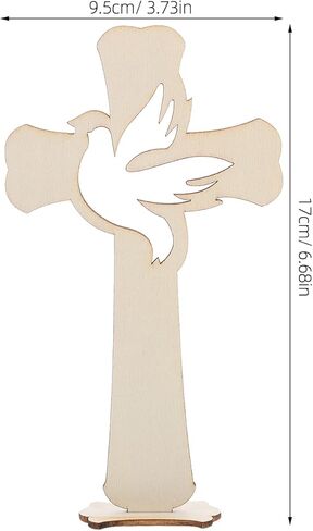 LUOZZY 10pcs Baptism Wood Cross Figurine with Base Wooden Cross for Table Centerpieces Small Baptism Decor Rustic Standing Cross for Communion Decor in Saudi Arabia