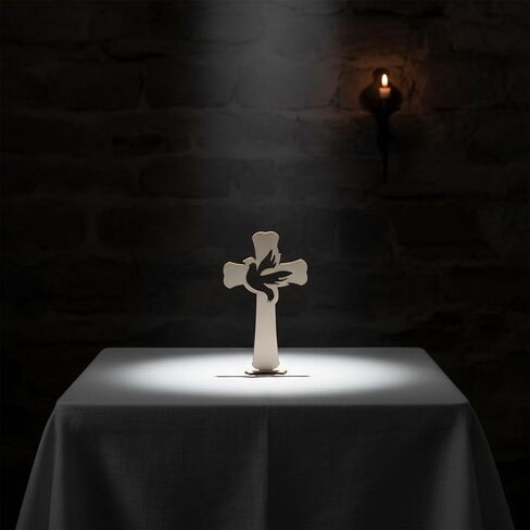 LUOZZY 10pcs Baptism Wood Cross Figurine with Base Wooden Cross for Table Centerpieces Small Baptism Decor Rustic Standing Cross for Communion Decor in Saudi Arabia