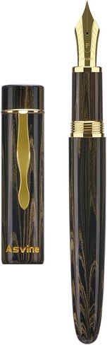 قلم حبر Asvine C2000 German Cumberland Ebonite رقم 8 ذو سن رفيع، قلم يدوي كبير مع مجموعة صندوق أقلام محول - بني in Saudi Arabia