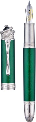 قلم حبر مكبس HONG DIAN N25، تصميم منحوت مجسم على شكل ثعبان رفيع مع مجموعة حافظة معدنية (أخضر زمردي) in Kuwait