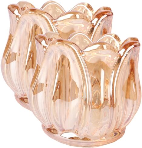 2pcs Desktop Tulip Medieval Candle Holder Glass Votive Candle Holder Wedding Candlestick Candle Holders Glass Candle Holders Decorate The Flowers Tea Candle Cup in Saudi Arabia