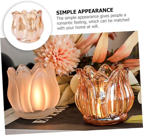 2pcs Desktop Tulip Medieval Candle Holder Glass Votive Candle Holder Wedding Candlestick Candle Holders Glass Candle Holders Decorate The Flowers Tea Candle Cup in Saudi Arabia