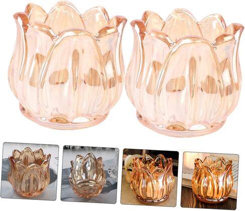 2pcs Desktop Tulip Medieval Candle Holder Glass Votive Candle Holder Wedding Candlestick Candle Holders Glass Candle Holders Decorate The Flowers Tea Candle Cup in Saudi Arabia