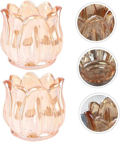 2pcs Desktop Tulip Medieval Candle Holder Glass Votive Candle Holder Wedding Candlestick Candle Holders Glass Candle Holders Decorate The Flowers Tea Candle Cup in Saudi Arabia