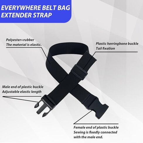 3 قطع من حزام تمديد Fanny Pack، موسع حزام الخصر قابل للتعديل، حزام مطاطي أسود مع أبازيم، مريح ومتين 19.68 بوصة × 1.49 بوصة in Saudi Arabia