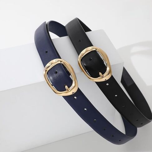 2 Pack Fashion Leather Belts - Liquid Design Waist Belts for Jeans & Dresses in Kuwait