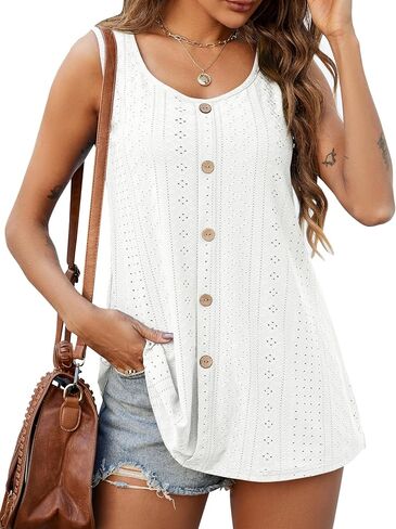 JollieLovin Womens Sleeveless Tunic Plus Size Tank Top with Flare Hem Comfy Loose Shirt Blouse in Saudi Arabia