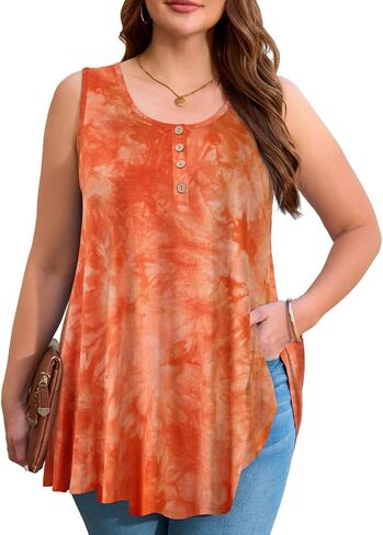 JollieLovin Womens Sleeveless Tunic Plus Size Tank Top with Flare Hem Comfy Loose Shirt Blouse in Saudi Arabia