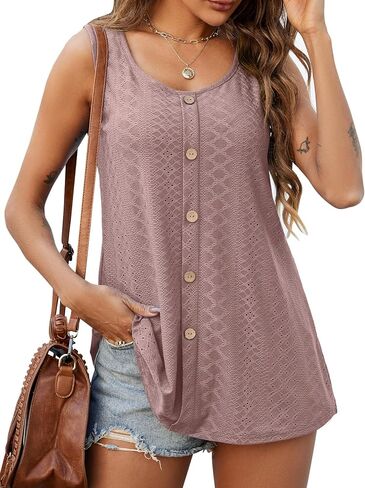 JollieLovin Womens Sleeveless Tunic Plus Size Tank Top with Flare Hem Comfy Loose Shirt Blouse in Saudi Arabia