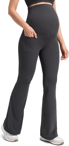 CRZ YOGA Butterluxe Maternity Flare Leggings Pockets 29'' - Workout Yoga Bootcut Pregnancy Womens Pants Over The Belly in Saudi Arabia