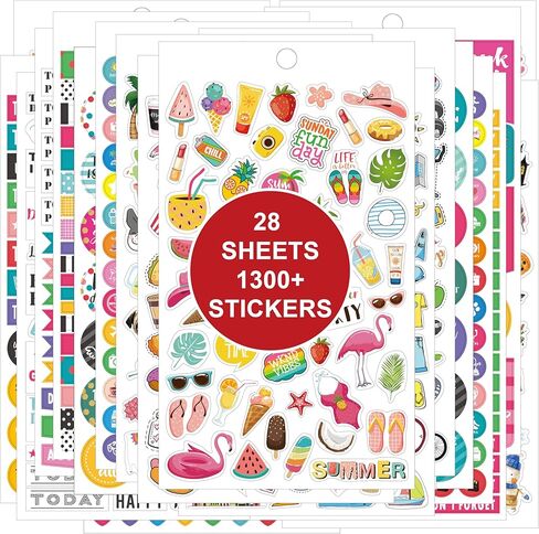 Planner Stickers Pack - 28 Sheets / 1378 Stickers, Stylish Variety Assortment Bundle Planner Accessories for Planning or Decorating Planners, Journals & Calendars, Re-stic as Special Design in Kuwait