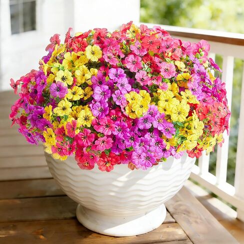 زهور صناعية من InnoGear للأماكن الخارجية، نباتات مزيفة، زهور الأقحوان الصناعية مع أوراق الأوكالبتوس وزهور الربيع للديكور الداخلي والحديقة المنزلية وديكور الشرفة، 12 حزمة (4 ألوان مختلطة) in Saudi Arabia
