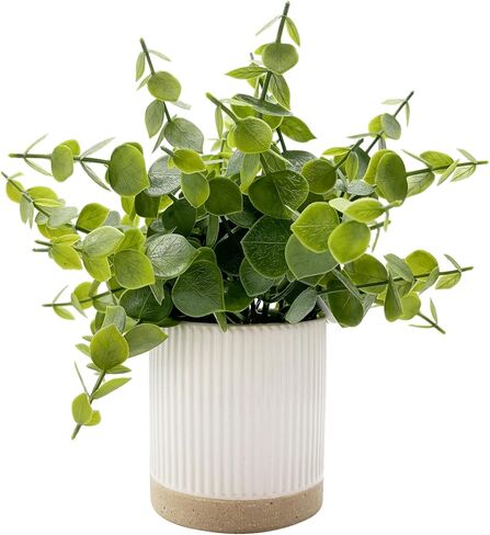 Small Fake Plants Eucalyptus Potted 9.5" Indoor Fake Plants Small Artificial Eucalyptus with Ceramic Pot-Realistic Greenery for Shelf Office Desk Home Bathroom Table Decor in Saudi Arabia