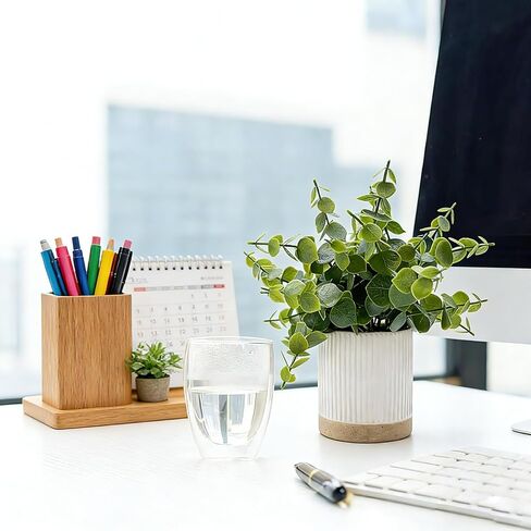 Small Fake Plants Eucalyptus Potted 9.5" Indoor Fake Plants Small Artificial Eucalyptus with Ceramic Pot-Realistic Greenery for Shelf Office Desk Home Bathroom Table Decor in Saudi Arabia