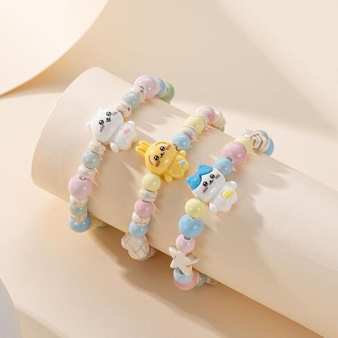 3 قطع Kawaii Chikawa أساور مجموعة السيراميك الخرزة سوار مطاطا مطرز اللؤلؤ أساور مجوهرات للنساء Bff الصداقة هدية in Saudi Arabia