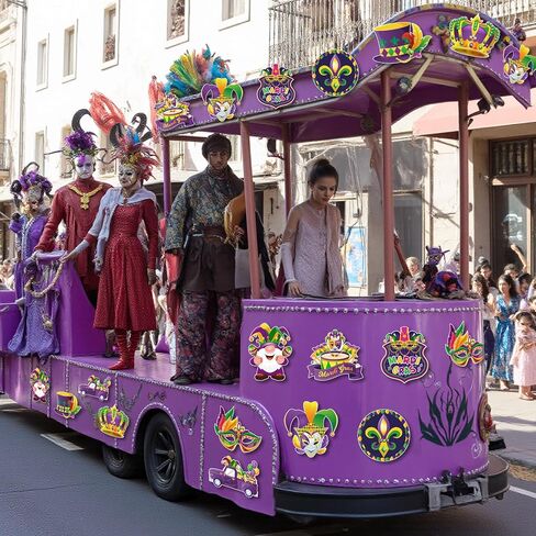 Konsait 36pcs Mardi Gras Cutouts - Comedy Tragedy Face Hats Crown Mardi Gras Wall Float Decorations, DIY Crafts & Party Accessories, 9 Designs in Saudi Arabia