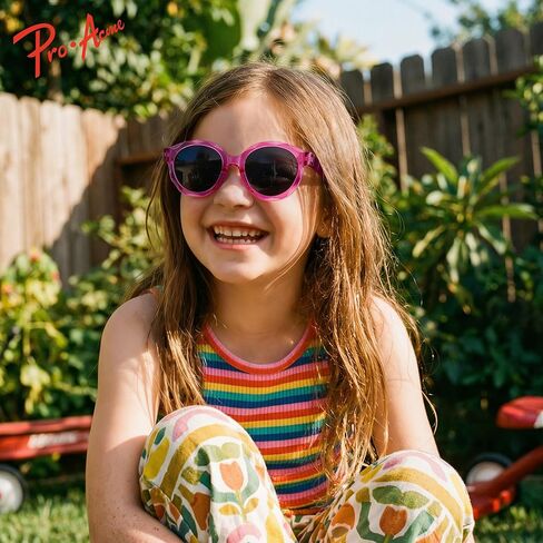 نظارات شمسية مربعة من Pro Acme Kids للفتيات TR90 مصنوعة من مادة مرنة مستقطبة لطيفة على شكل UV400 Sunies للأعمار من 4 إلى 12 عامًا in Saudi Arabia