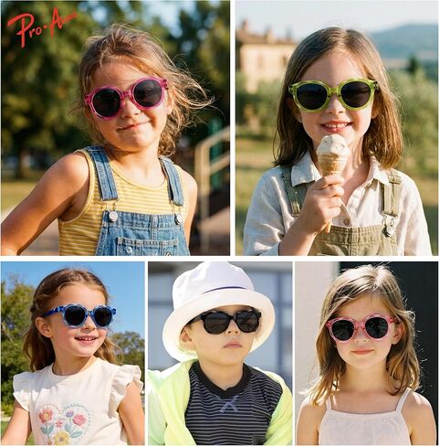 نظارات شمسية مربعة من Pro Acme Kids للفتيات TR90 مصنوعة من مادة مرنة مستقطبة لطيفة على شكل UV400 Sunies للأعمار من 4 إلى 12 عامًا in Saudi Arabia