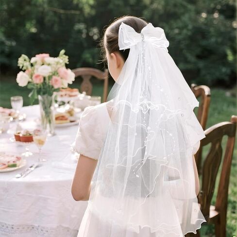 Girls First Communion Veil Catholic First Communion Dresses with Pearls for Communion Day in Kuwait