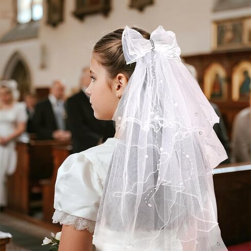 Girls First Communion Veil Catholic First Communion Dresses with Pearls for Communion Day in Kuwait