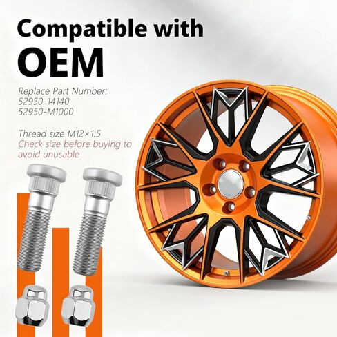 2 Pairs M12×1.5 Wheel Studs and Lug Nuts OEM#52950-14140,Wheel Lug Studs Compatible with Hyundai Kia,Professional Wheels Bolts for Fixing Wheels and Hub Car Accessories in Saudi Arabia