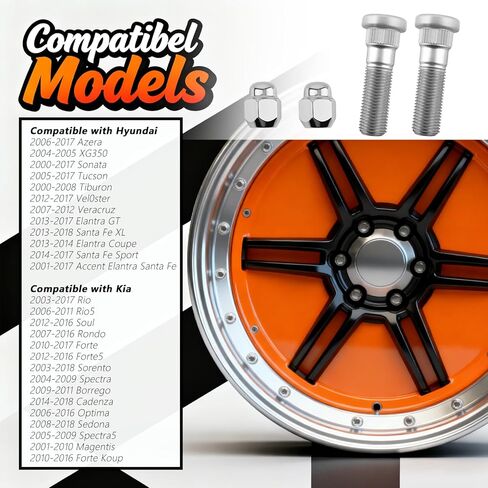 2 Pairs M12×1.5 Wheel Studs and Lug Nuts OEM#52950-14140,Wheel Lug Studs Compatible with Hyundai Kia,Professional Wheels Bolts for Fixing Wheels and Hub Car Accessories in Saudi Arabia