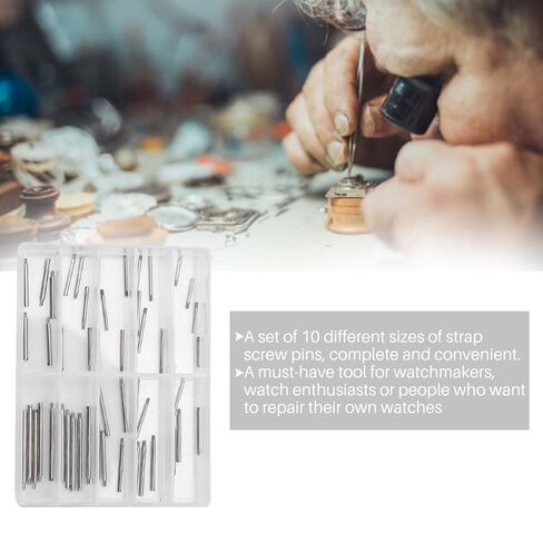 2 Boxes Watch Screws, 10 Sizes Watch Link Pins, Stainless Steel Screw Pins Links, Convenient Cotter Pin Watches with Storage Box for Watchmakers, Watches Enthusiasts in Saudi Arabia